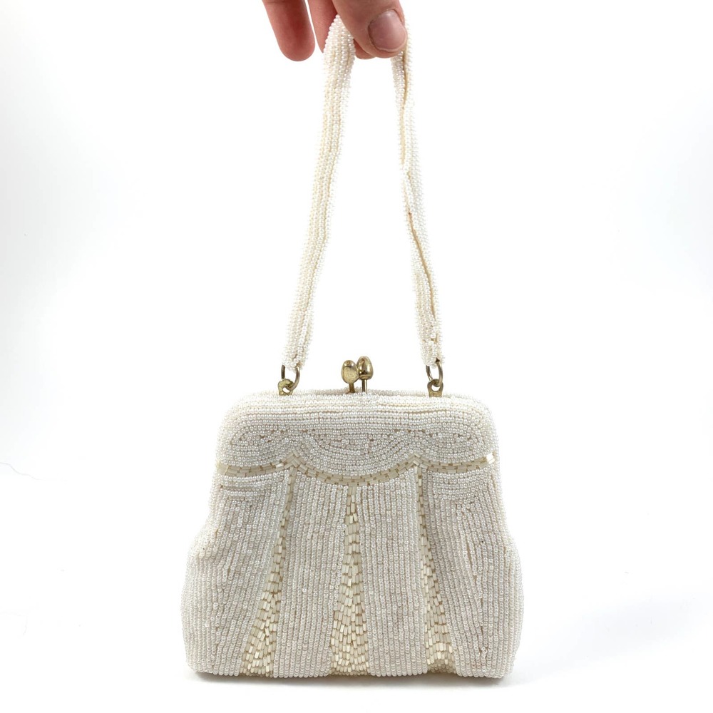 ❌SOLD❌ Vintage KOREAN white glass beaded mini bag - Picture 2 of 13